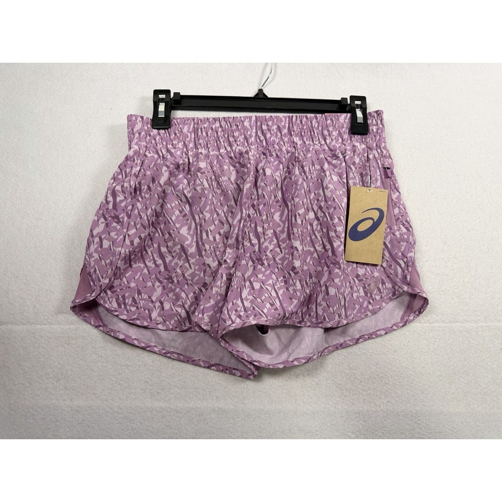 Asics Women's Small Purple  Lined Running Shorts Drawstring Zipper Pocket NWT